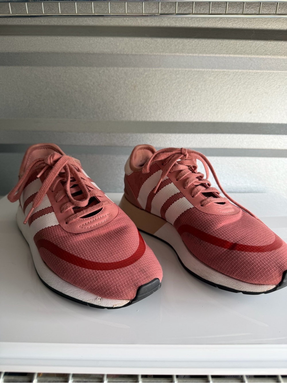 adidas Pink and White Women's Retro Runner Sneakers